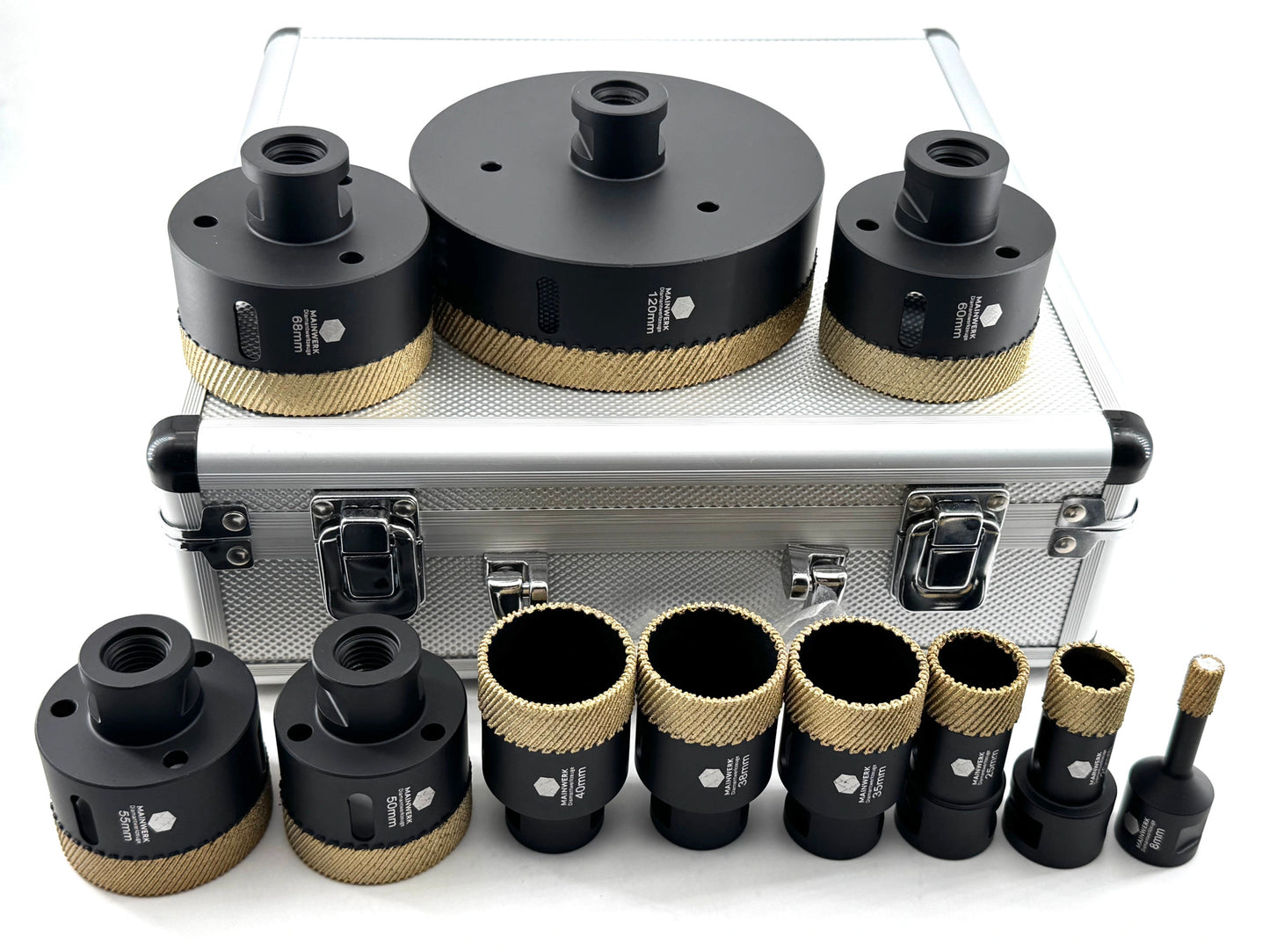 MAINWERK M14 Matrix Diamantbohrkronen Pro Ultimate Gen.2026 . Set 11-tlg. im Alu-Koffer